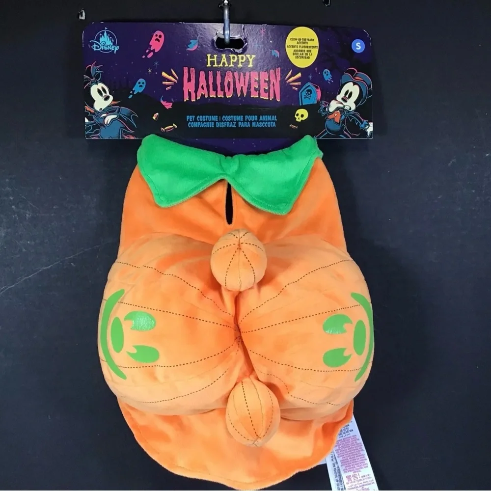Disney Parks Mickey Jack O Lantern Pumpkin Glow in The Dark Dog Costume Medium